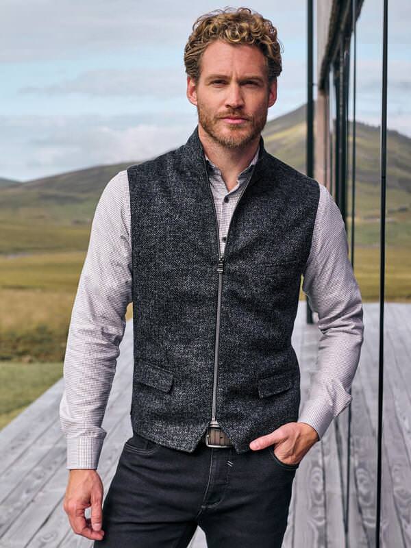 engbers Herren Sakkoweste mit Zipper Grau regular uni von engbers