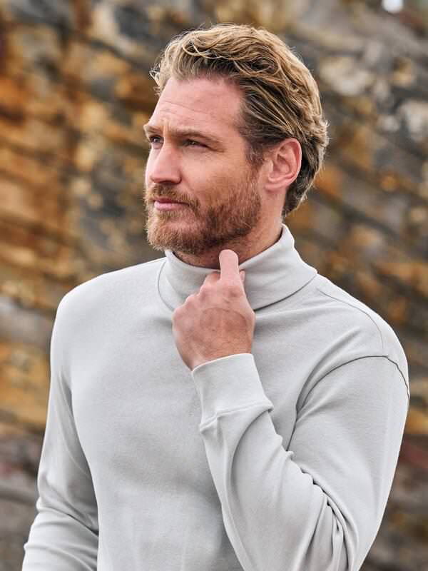 engbers Herren Langarmshirt mit Rollkragen Grau regular uni Rollkragen von engbers