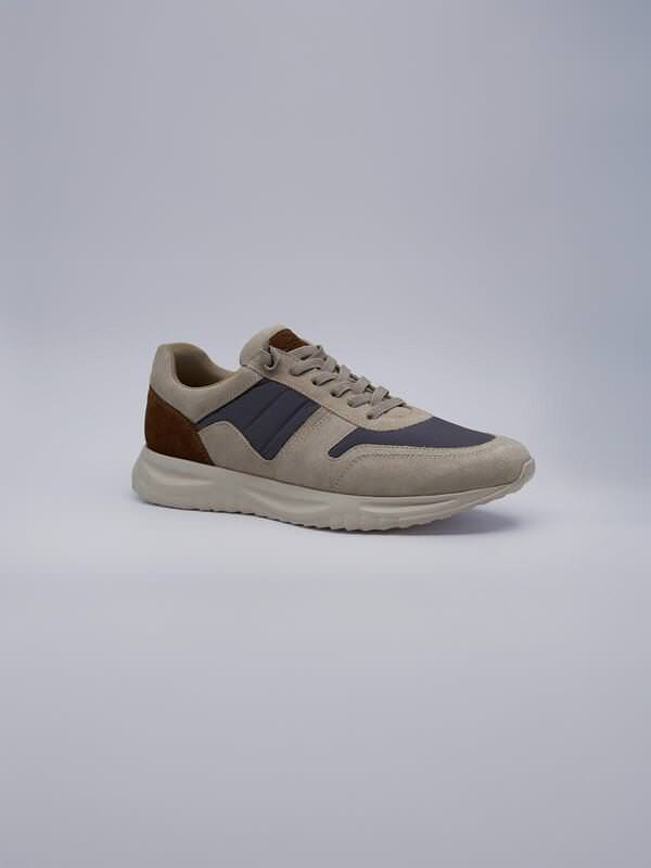 engbers Herren Sneaker aus Materialmix Beige regular gemustert von engbers