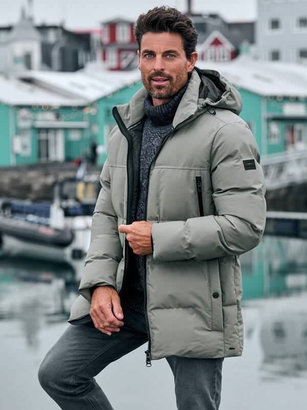 engbers Herren Steppjacke mit abnehmbarer Kapuze Beige regular uni von engbers