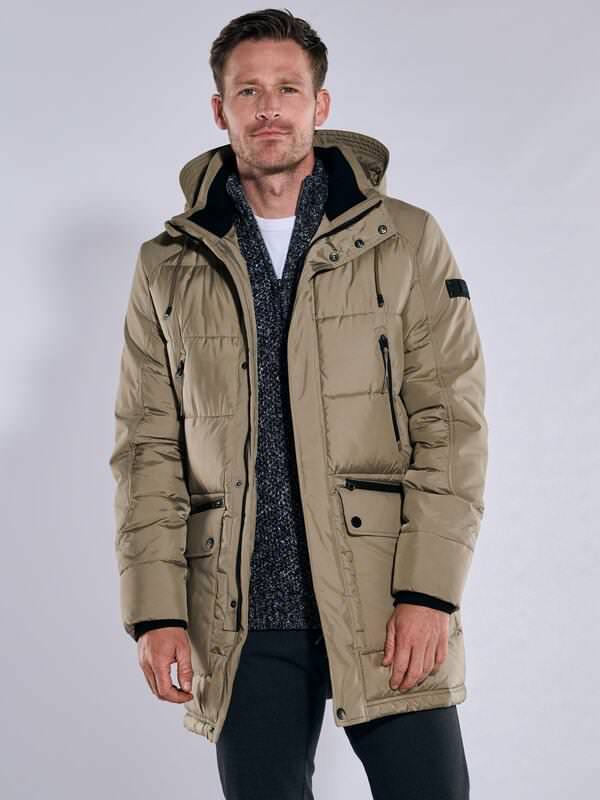 engbers Herren Steppjacke mit abnehmbarer Kapuze Beige regular uni von engbers