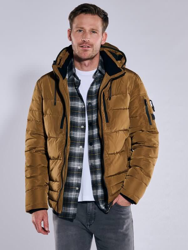 engbers Herren Steppjacke mit abnehmbarer Kapuze Gelb regular uni von engbers