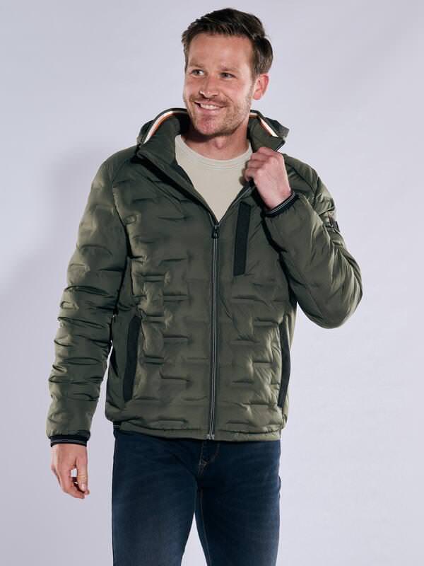 engbers Herren Steppjacke mit abnehmbarer Kapuze Grün regular uni von engbers