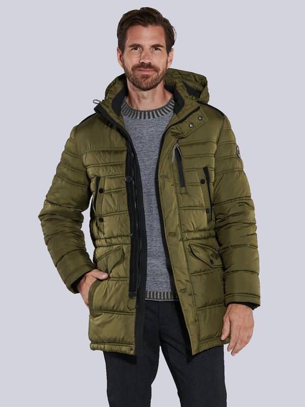engbers Herren Steppjacke mit abnehmbarer Kapuze Grün regular uni von engbers