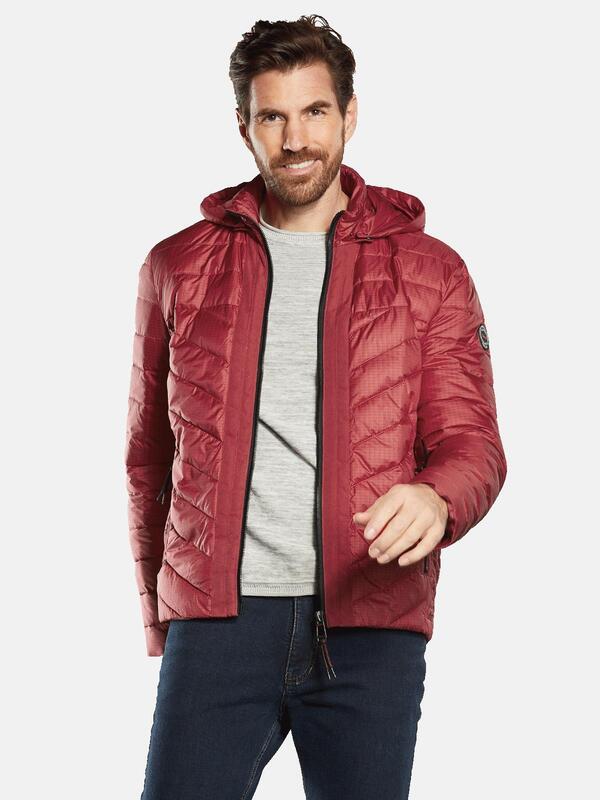 engbers Herren Steppjacke mit abnehmbarer Kapuze rot regular gemustert von engbers