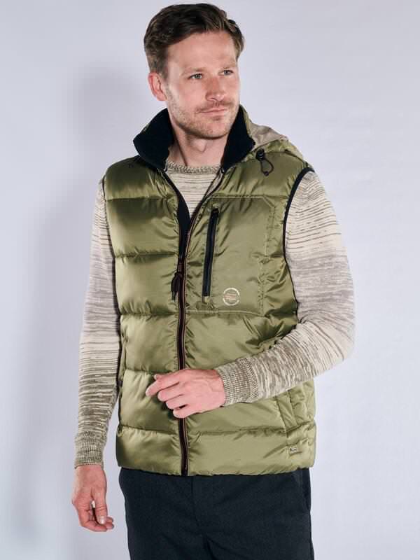 engbers Herren Steppweste mit abnehmbarer Kapuze Grün regular uni von engbers