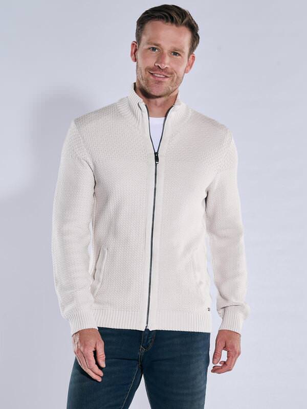 engbers Herren Strickjacke strukturiert Grau regular uni Zipper von engbers