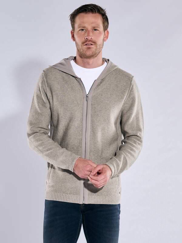 engbers Herren Strickjacke mit Kapuze Grau regular uni Zipper von engbers