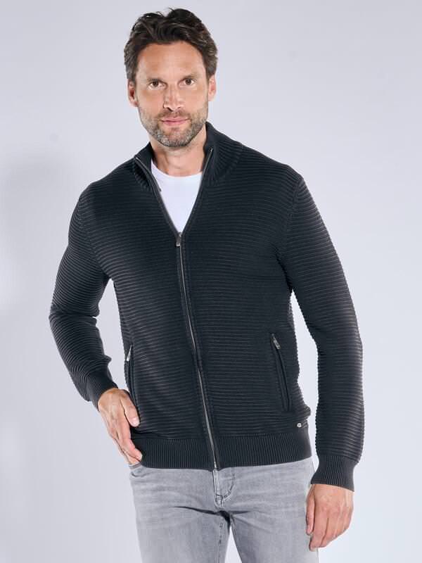 engbers Herren Strickjacke strukturiert Grau regular uni Zipper engbers Herren Strickjacke strukturiert Grau regular uni Zipper von engbers