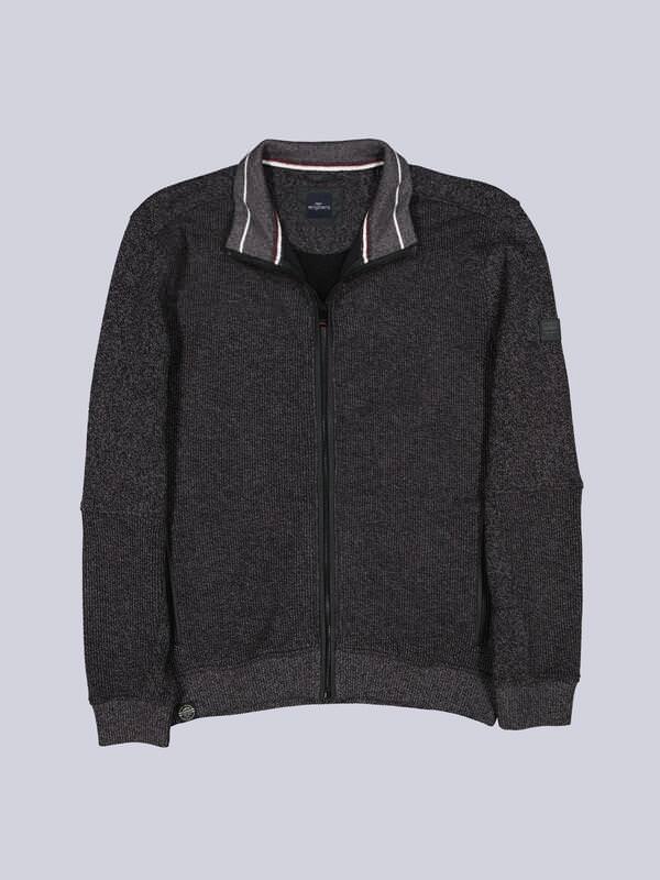 engbers Herren Sweatjacke dezent gemustert Grau regular uni Stehkragen von engbers