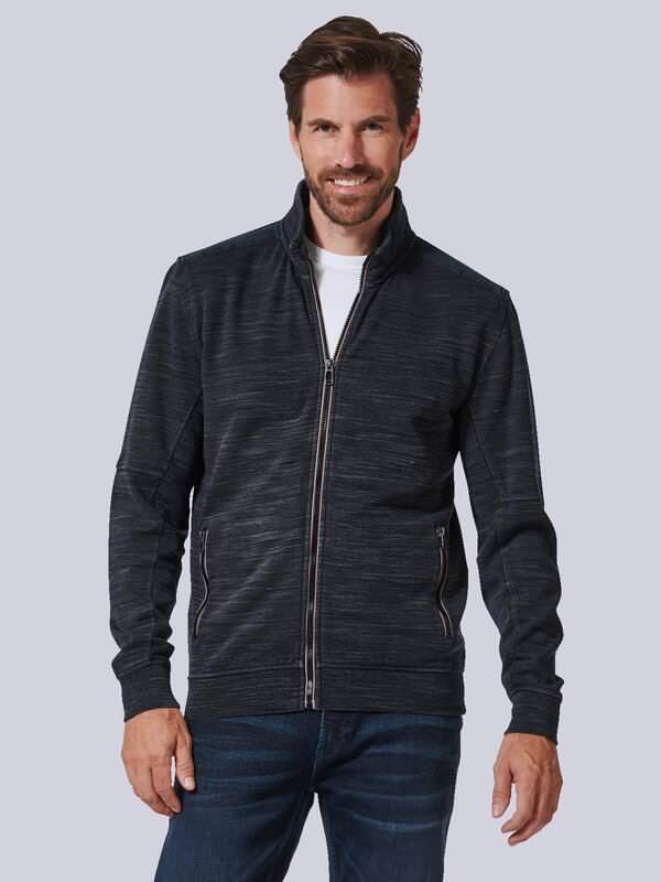 engbers Herren Sweatjacke gestreift Blau regular Stehkragen von engbers