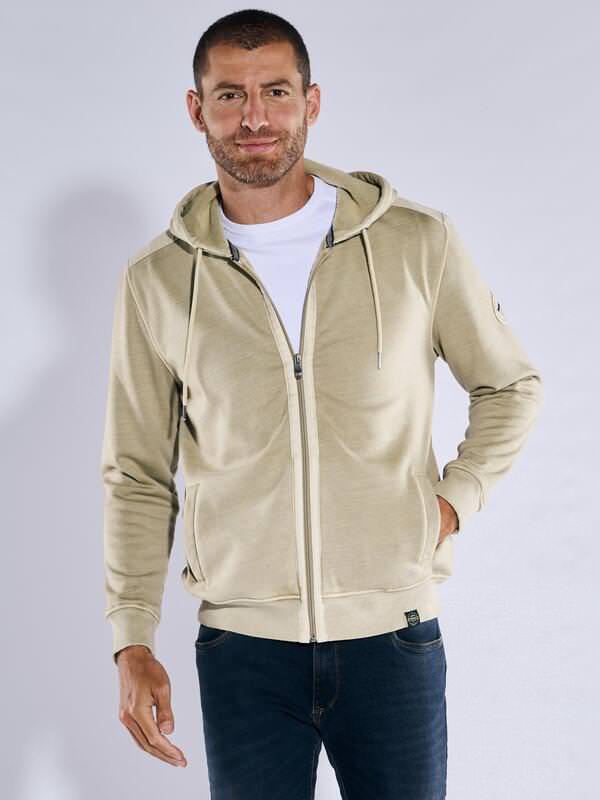 engbers Herren Sweatjacke mit Kapuze Beige regular uni Kapuze von engbers