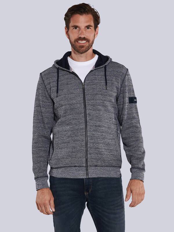 engbers Herren Sweatjacke mit Kapuze Blau regular gemustert Kapuze von engbers