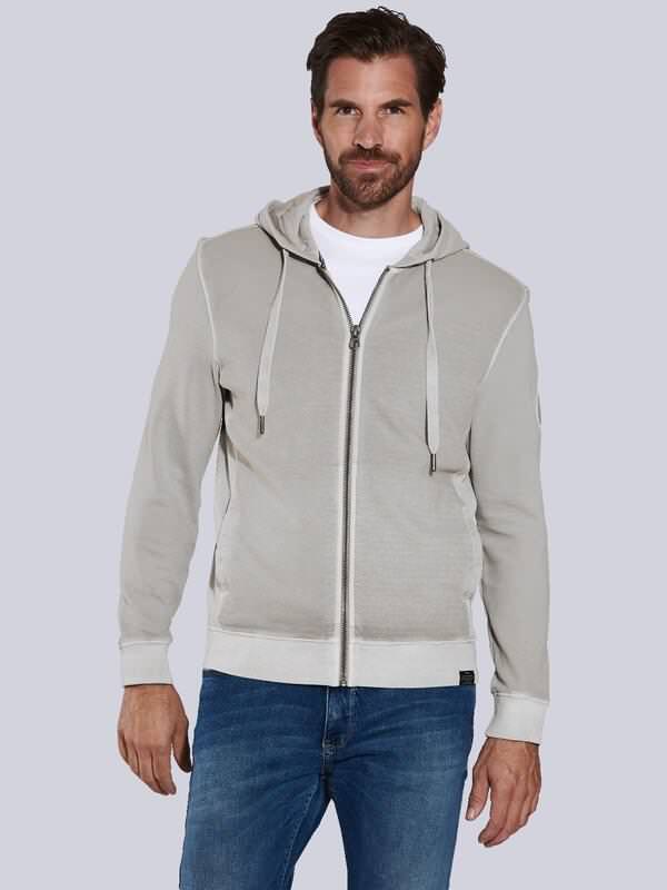 engbers Herren Sweatjacke mit Kapuze Grau regular gestreift Kapuze von engbers