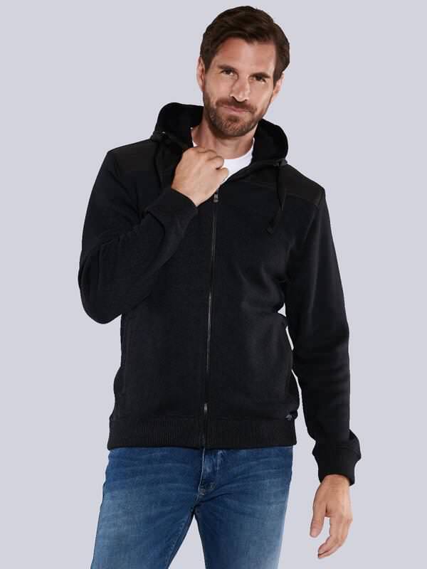 engbers Herren Sweatjacke mit Kapuze Schwarz regular uni Kapuze von engbers