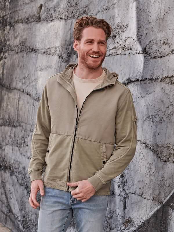 engbers Herren Sweatjacke mit Kapuze Beige regular uni von engbers