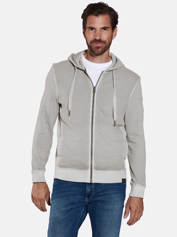 engbers Herren Sweatjacke mit Kapuze grau regular gestreift Kapuze von engbers