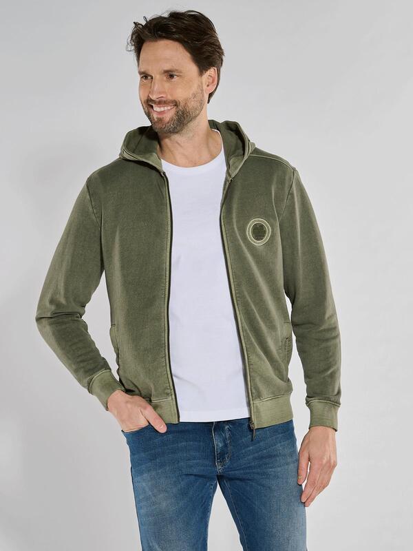 engbers Herren Sweatjacke mit Kapuze grün regular uni Kapuze von engbers