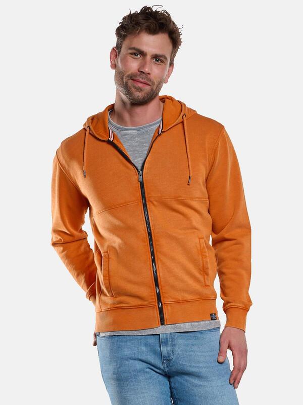 engbers Herren Sweatjacke mit Kapuze orange regular uni Zipper von engbers