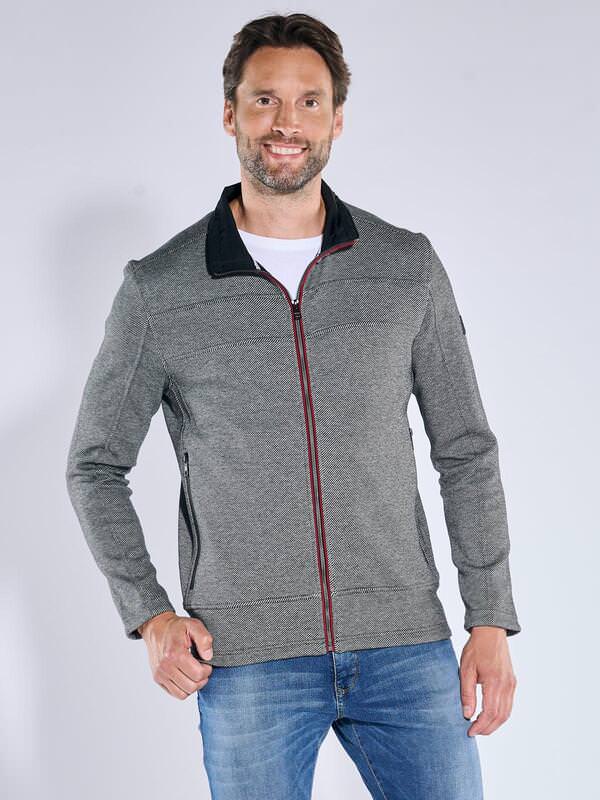 engbers Herren Sweatjacke mit Stehkragen Grau regular gemustert Stehkragen von engbers