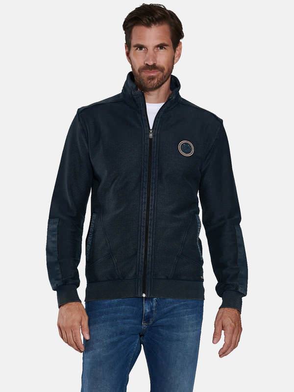 engbers Herren Sweatjacke mit Stehkragen blau regular gemustert Zipper von engbers