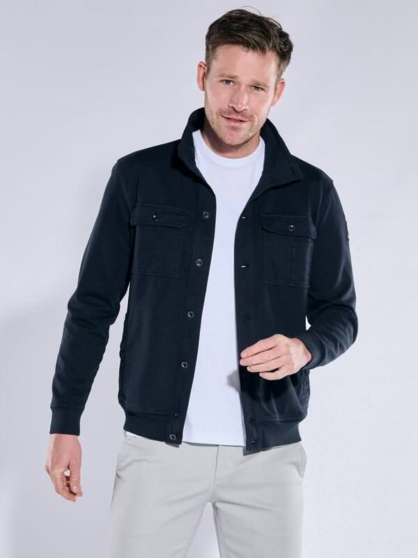 engbers Herren Sweatjacke regular Blau uni Stehkragen von engbers