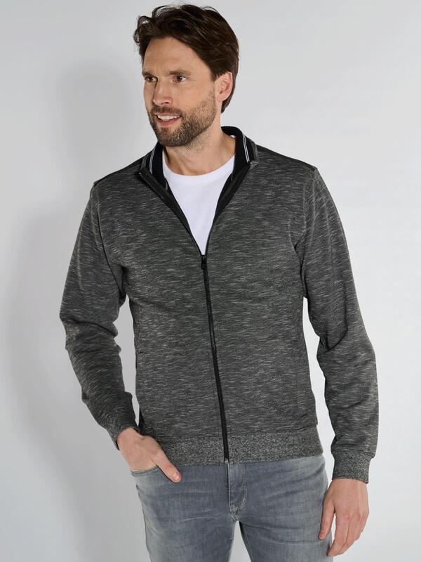 engbers Herren Sweatjacke regular grau gemustert Stehkragen von engbers