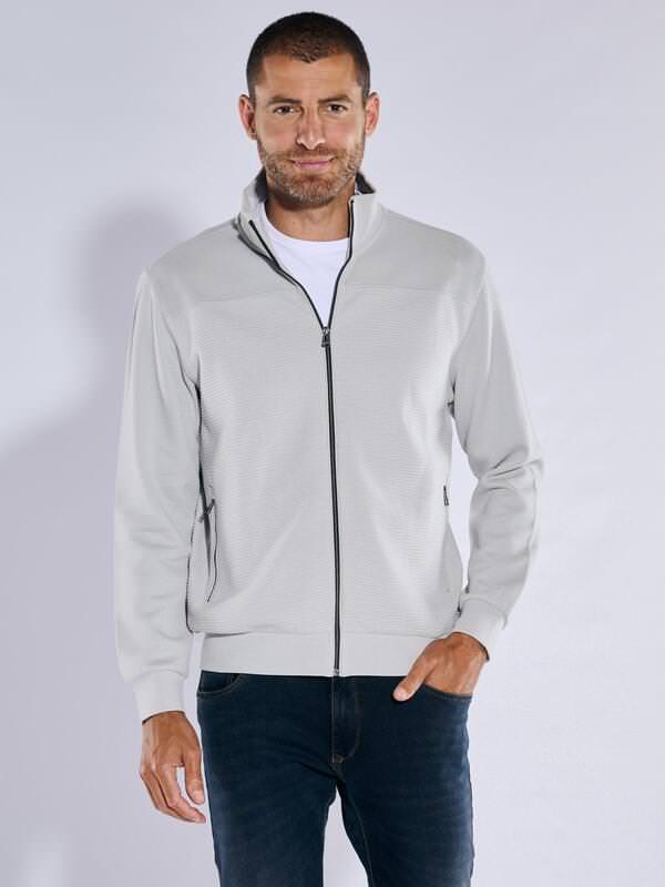 engbers Herren Sweatjacke regular Grau gestreift Zipper von engbers