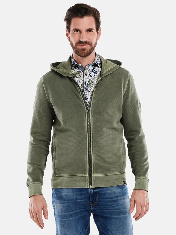 engbers Herren Sweatjacke strukturiert grün regular uni Zipper von engbers