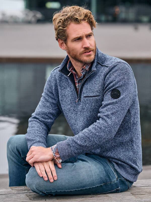 engbers Herren Sweatshirt mit Stehkragen Blau regular uni Stehkragen von engbers