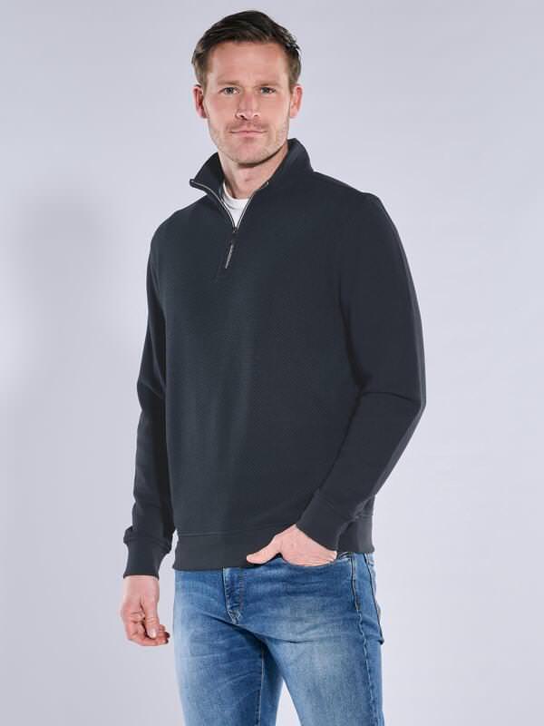 engbers Herren Sweatshirt Stehbund Blau regular uni Stehkragen von engbers