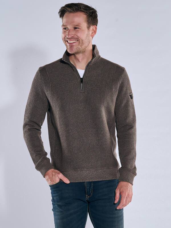 engbers Herren Sweatshirt mit Stehbund Braun regular uni Stehkragen von engbers
