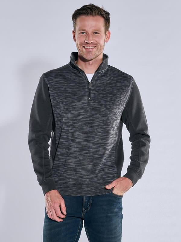 engbers Herren Sweatshirt mit Strukturwechsel Grau regular gemustert Stehkragen von engbers