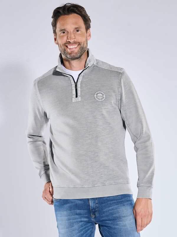 engbers Herren Sweatshirt strukturiert Grau regular gemustert Zipper von engbers