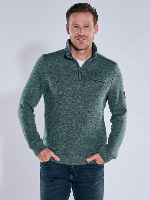 engbers Herren Sweatshirt mit Stehkragen Grün regular uni Stehkragen von engbers