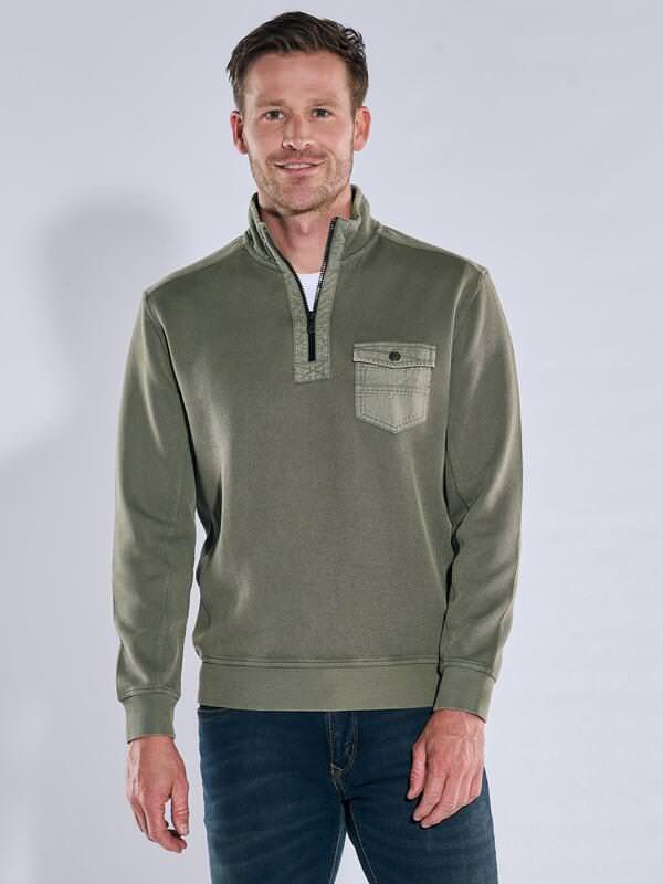 engbers Herren Sweatshirt mit Stehkragen Grün regular uni Zipper von engbers