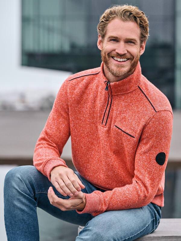 engbers Herren Sweatshirt mit Stehkragen Orange regular uni Stehkragen von engbers