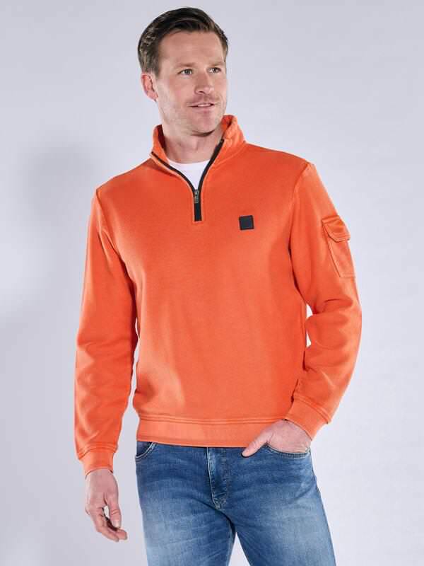 engbers Herren Sweatshirt Stehbund Orange regular uni Zipper von engbers