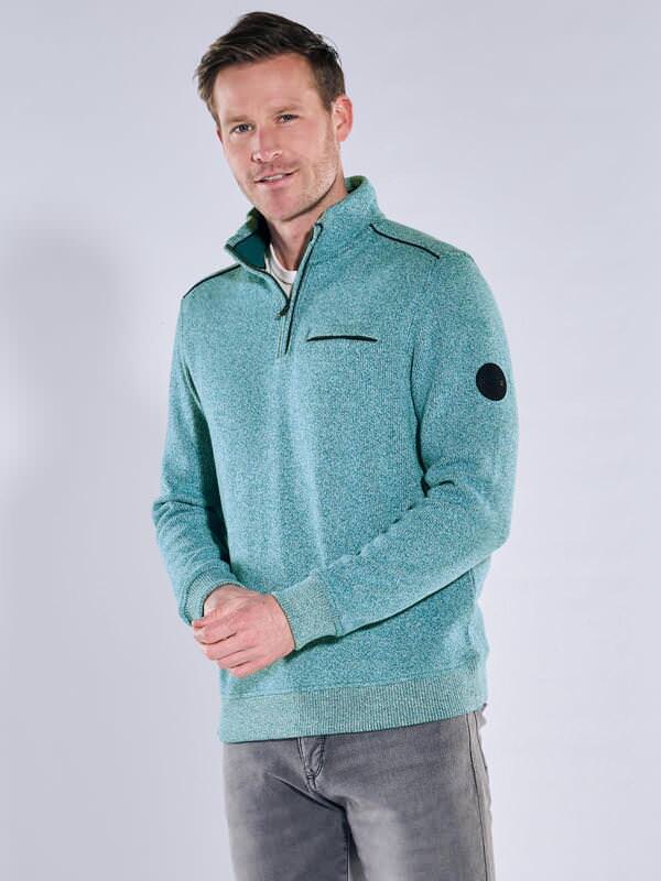 engbers Herren Sweatshirt Stehbund Türkis regular gemustert Stehkragen von engbers