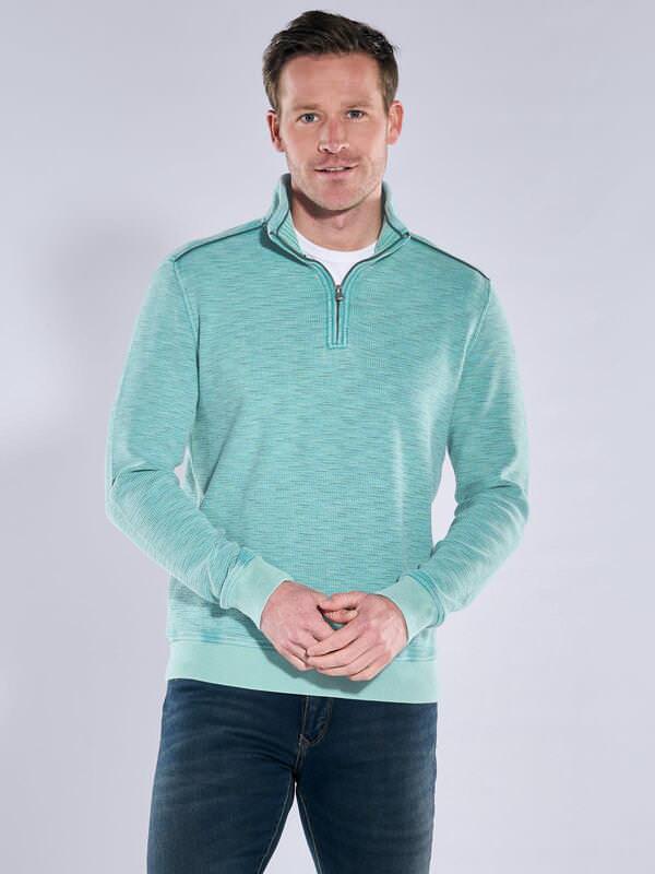 engbers Herren Sweatshirt Stehbund Türkis regular gemustert Zipper von engbers