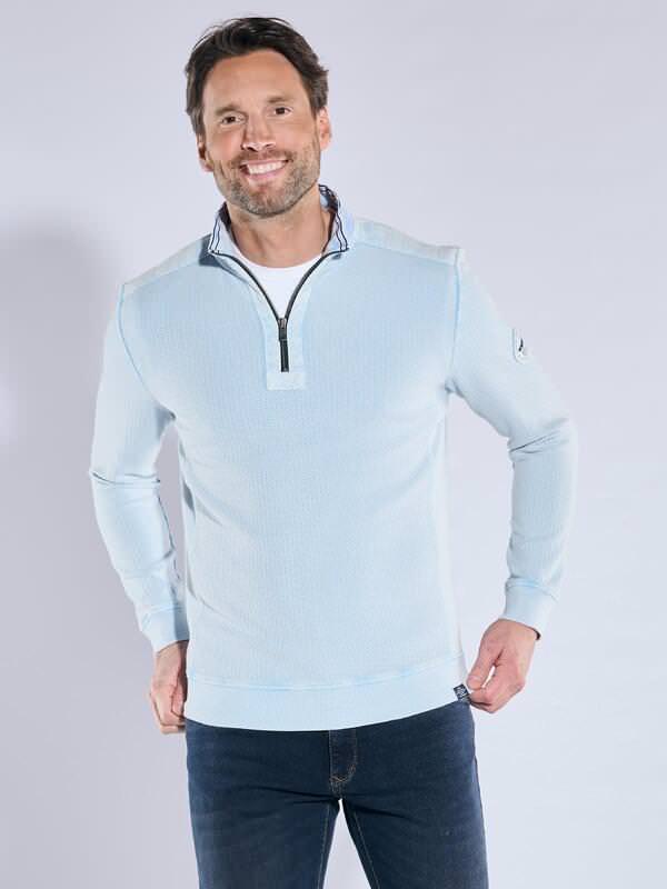 engbers Herren Sweatshirt regular Blau uni Knopfleiste von engbers