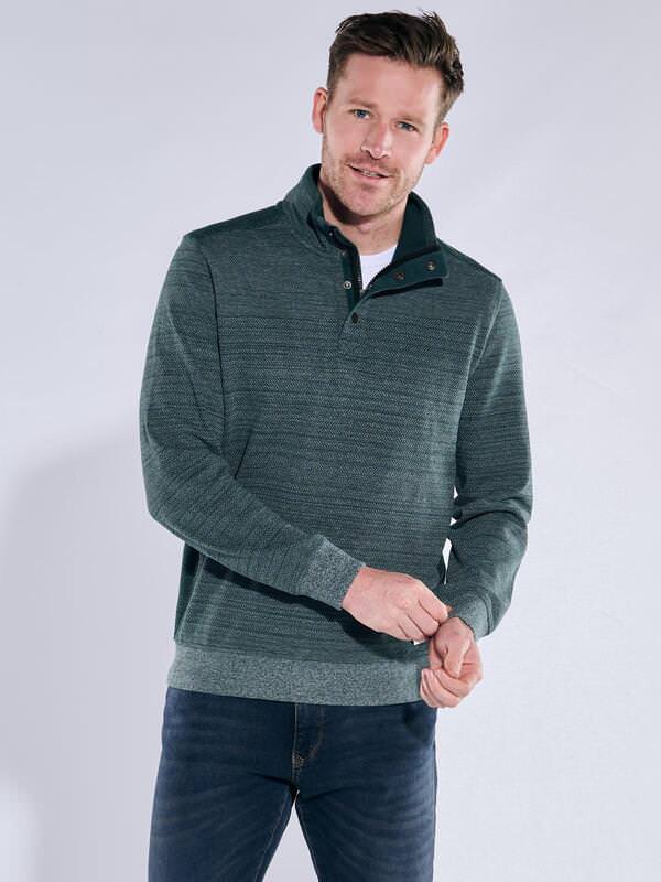 engbers Herren Sweatshirt mit Stehkragen Türkis regular gemustert Zipper von engbers