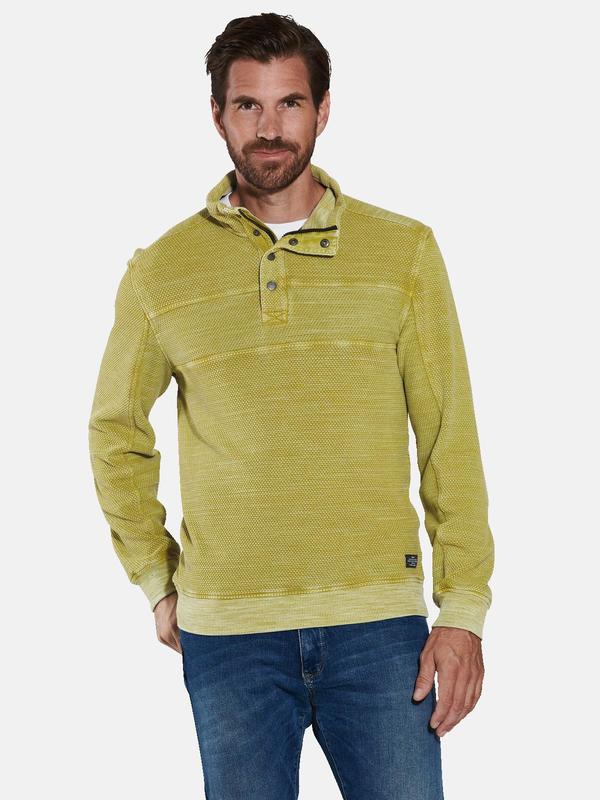 engbers Herren Sweatshirt gestreift gelb regular Knopfleiste von engbers