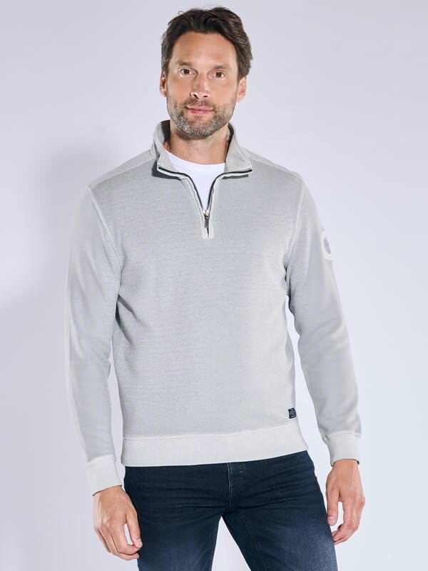 engbers Herren Sweatshirt in Satin-Warenqualität Grau regular gemustert Stehkragen von engbers