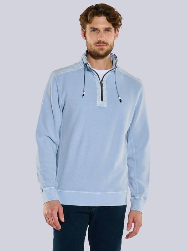 engbers Herren Sweatshirt mit Stehkragen Blau regular gemustert Zipper engbers Herren Sweatshirt mit Stehkragen Blau regular gemustert Zipper von engbers