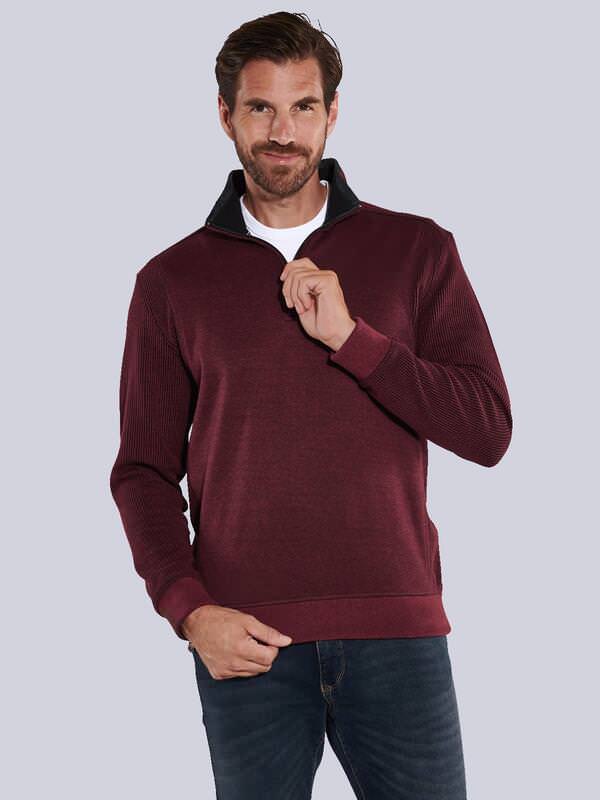 engbers Herren Sweatshirt mit Stehkragen Violett regular uni Zipper von engbers