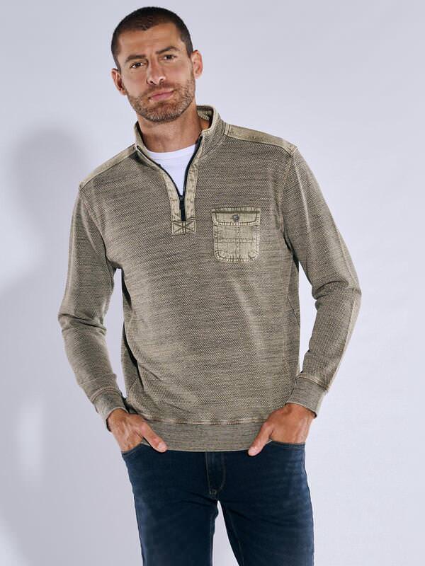 engbers Herren Sweatshirt mit Stehkragen Beige regular uni Stehkragen von engbers