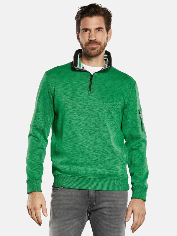 engbers Herren Sweatshirt mit Stehkragen grün regular uni Stehkragen von engbers