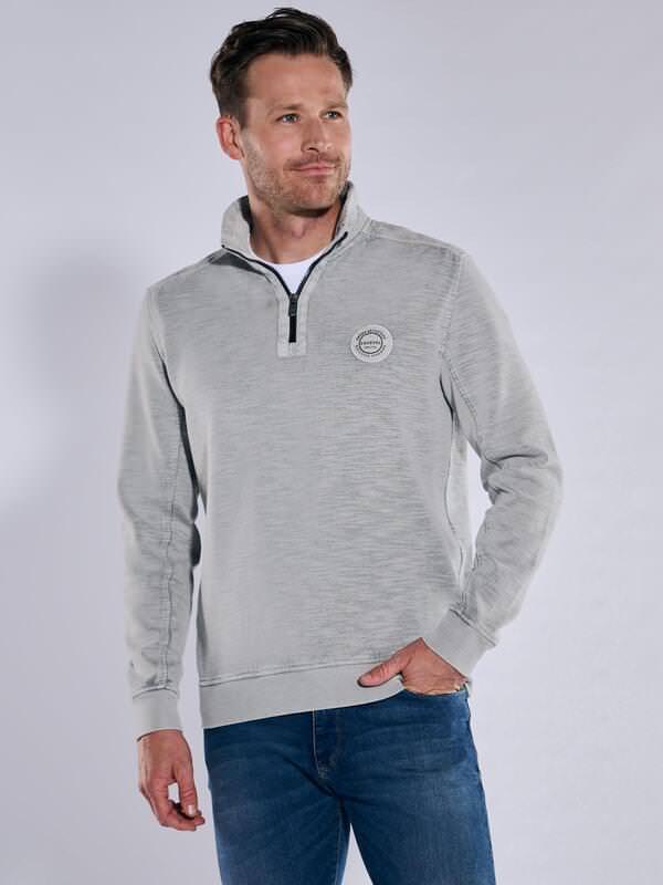 engbers Herren Sweatshirt mit Troyerkragen Grau regular gemustert Zipper von engbers