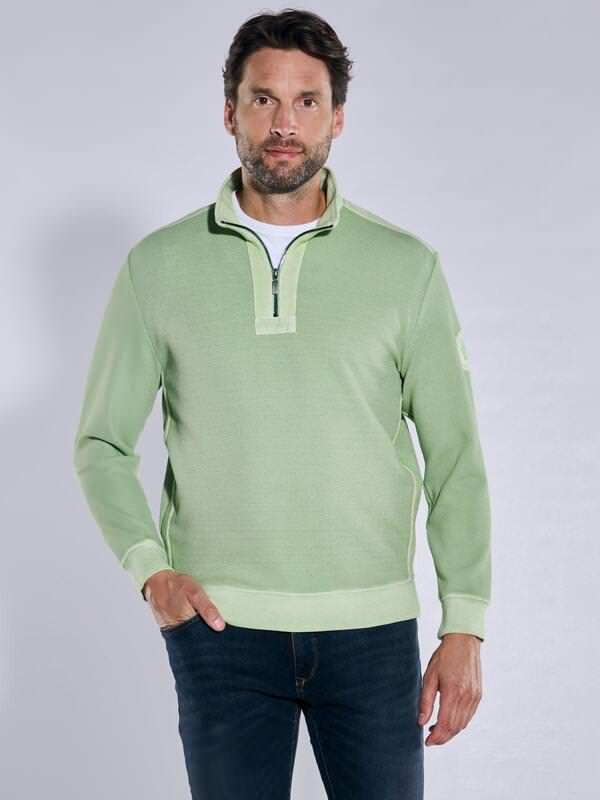 engbers Herren Sweatshirt mit Zipper Grün regular uni Zipper von engbers